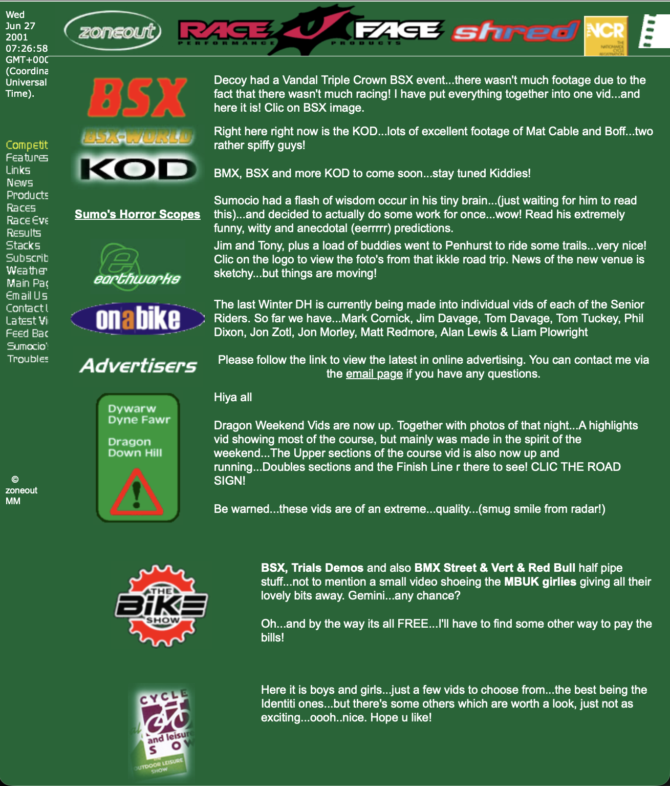 A screenshot of the website